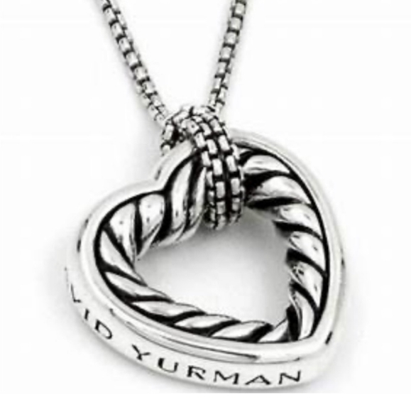 Authentic David Yurman Sterling Silver & 18k Gold Open Heart Cable Necklace - Picture 9 of 9